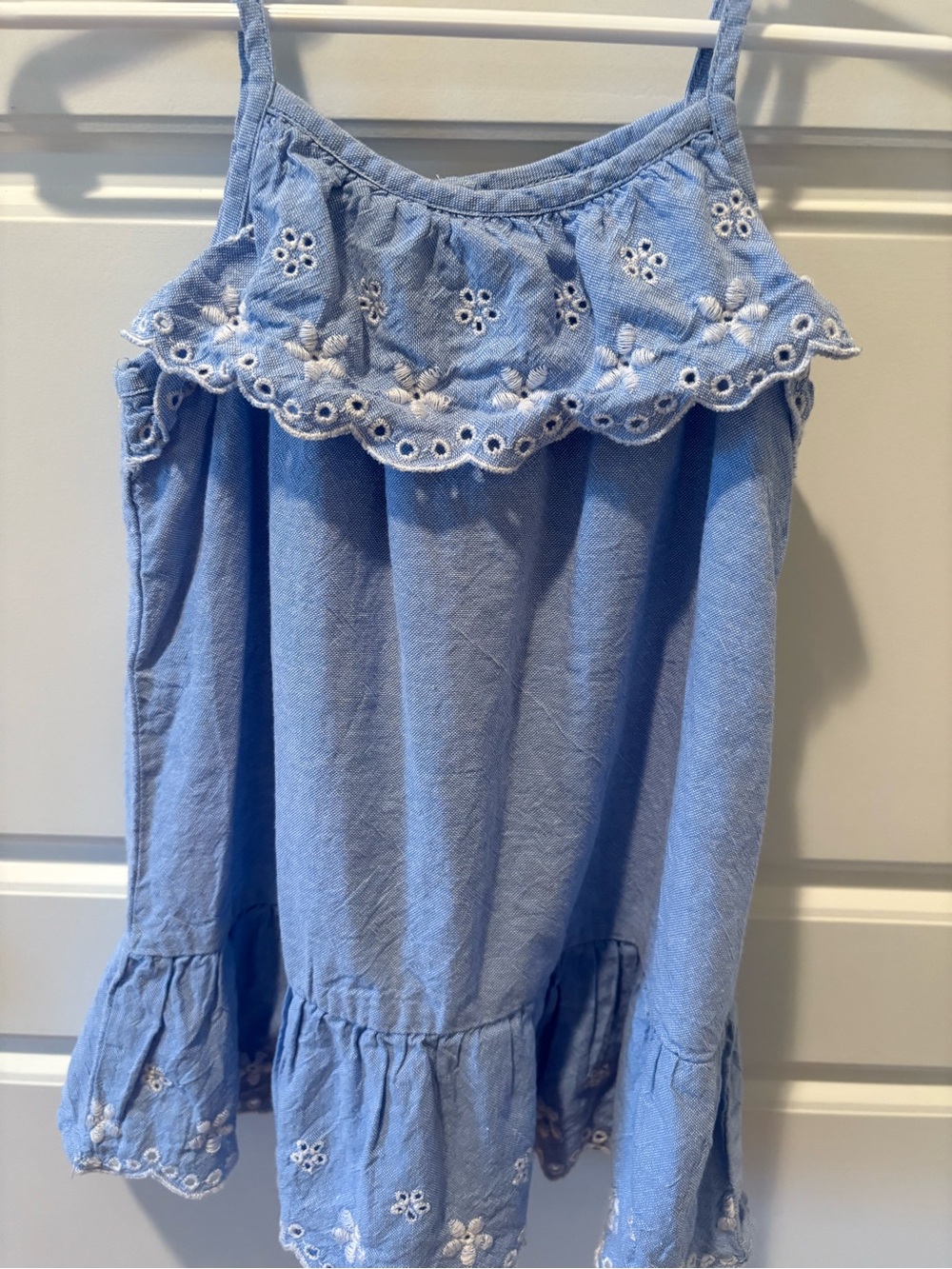 Little Me Blue Chambray Sundress with Eyelet Ruffle Trim Size 18M